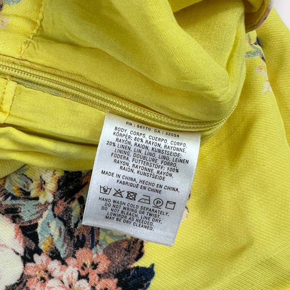 Feather Bone Talese Yellow Floral Wide Leg Pants Size 2 - Picture 5 of 9